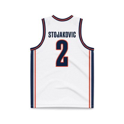 Illinois - NCAA Men's Basketball : Andrej Stojakovic - White Basketball Jersey-1