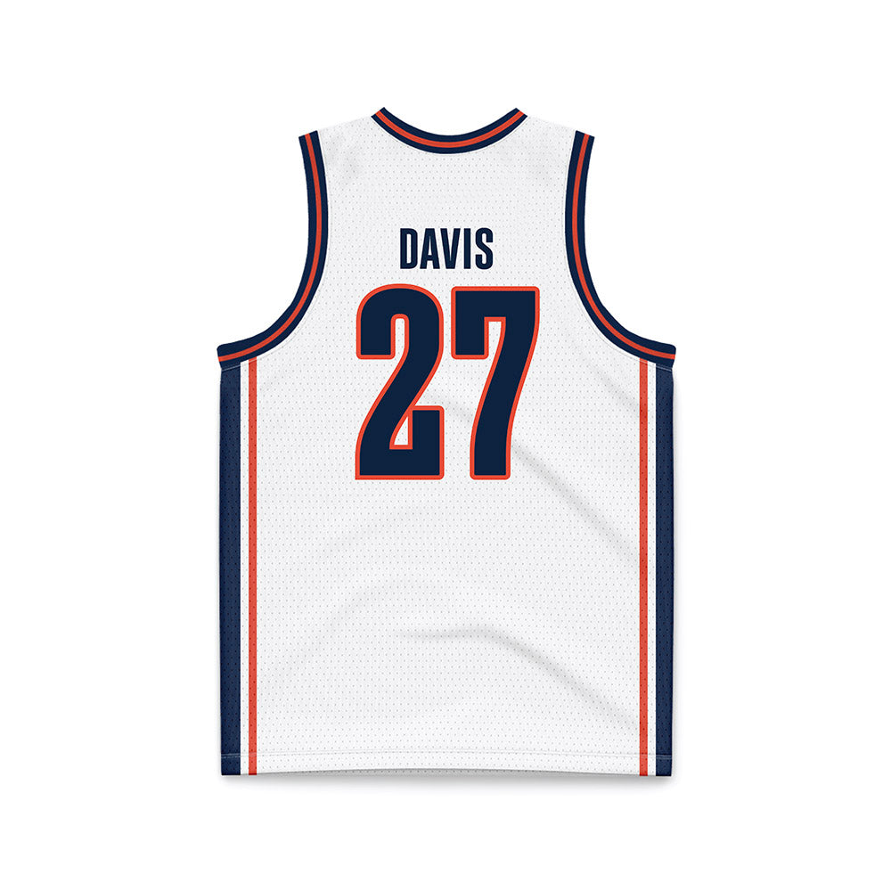 Illinois - NCAA Men's Basketball : Landon Davis - White Basketball Jersey-1