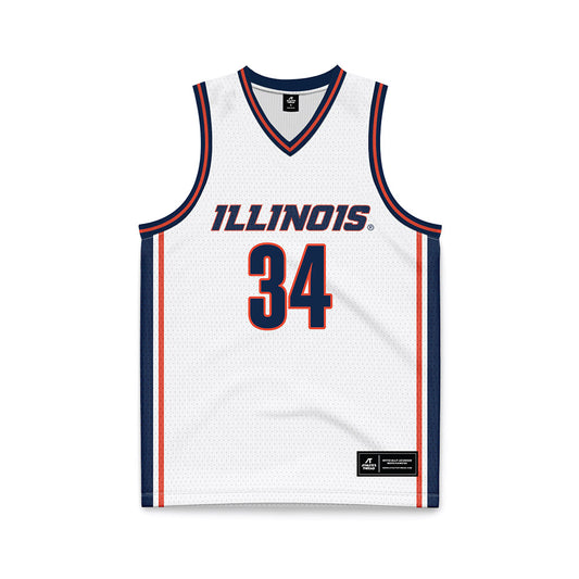 Illinois - NCAA Men's Basketball : Ethan Brown - White Basketball Jersey-0