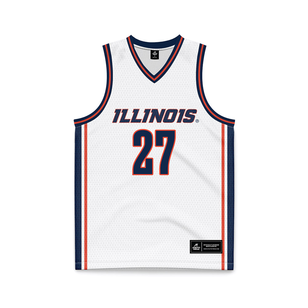 Illinois - NCAA Men's Basketball : Landon Davis - White Basketball Jersey-0