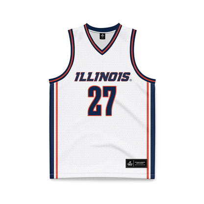 Illinois - NCAA Men's Basketball : Landon Davis - White Basketball Jersey-0