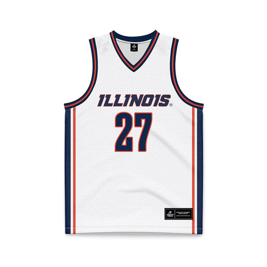 Illinois - NCAA Men's Basketball : Landon Davis - White Basketball Jersey-0