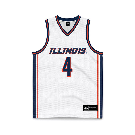 Illinois - NCAA Men's Basketball : Kylan Boswell - White Basketball Jersey-0