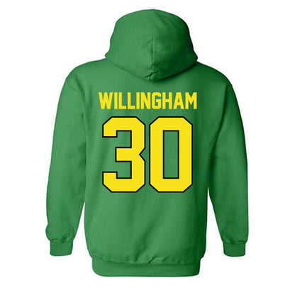 Oregon - NCAA Acrobatics & Tumbling : Morgan Willingham - Classic Shersey Hooded Sweatshirt-1