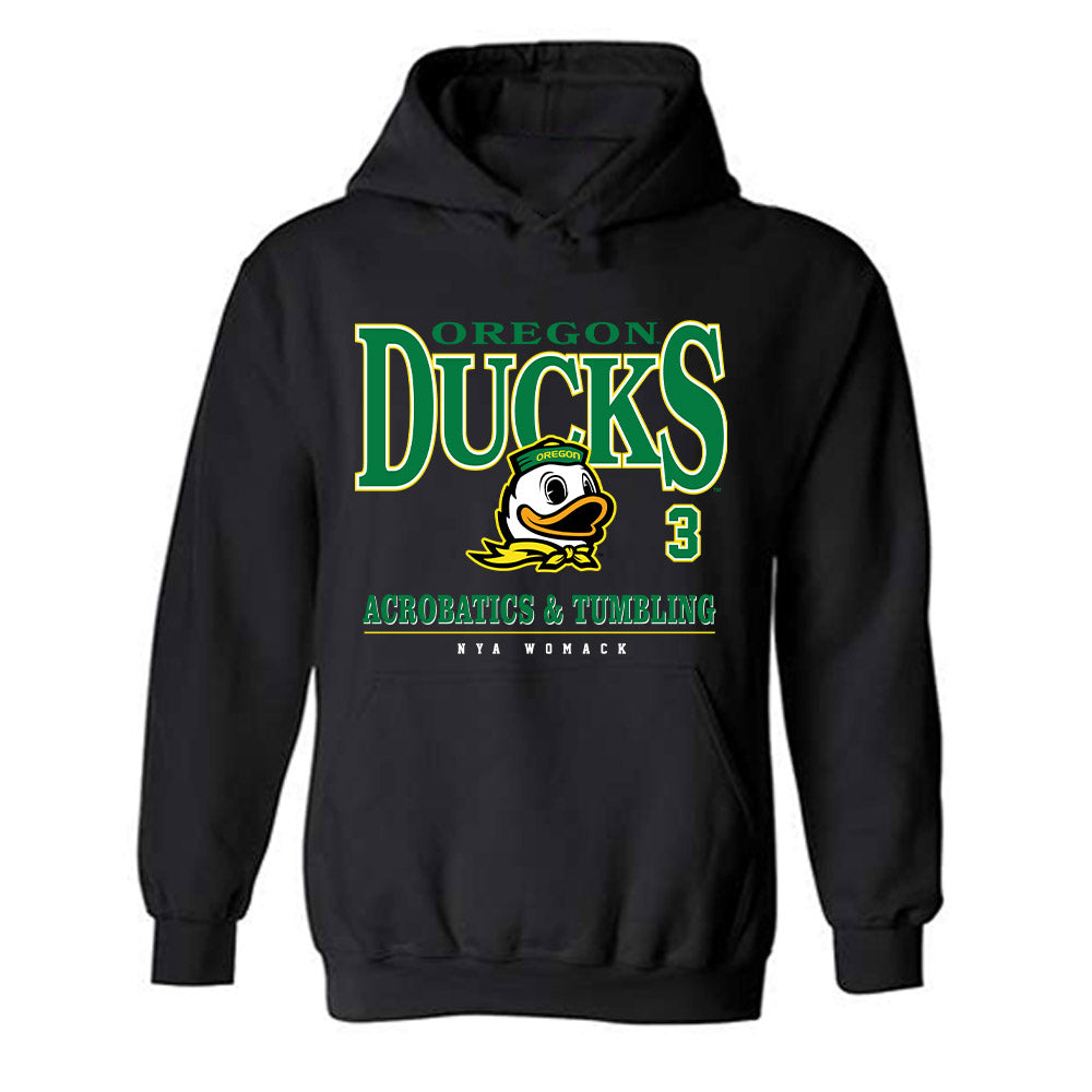 Oregon - NCAA Acrobatics & Tumbling : Nya Womack - Classic Fashion Shersey Hooded Sweatshirt-0