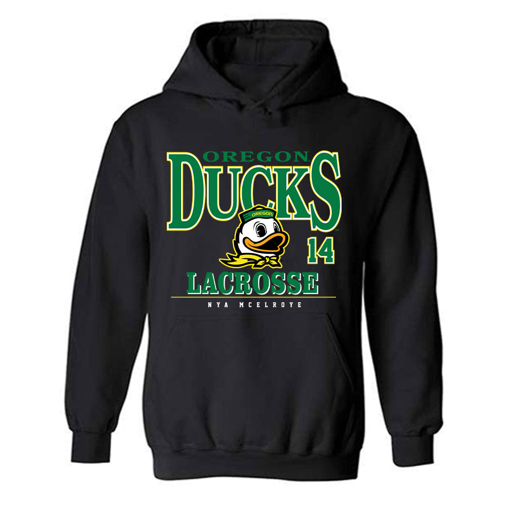 Oregon - NCAA Women's Lacrosse : Nya McElroye - Classic Fashion Shersey Hooded Sweatshirt-0