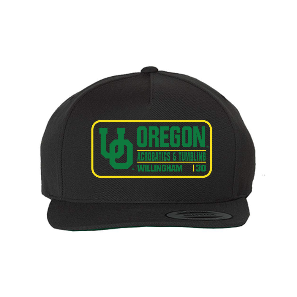 Oregon - NCAA Acrobatics & Tumbling : Morgan Willingham - Snapback Hat-0