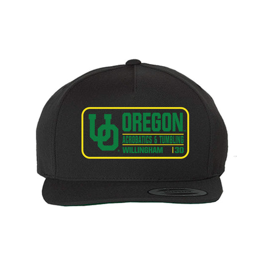 Oregon - NCAA Acrobatics & Tumbling : Morgan Willingham - Snapback Hat-0