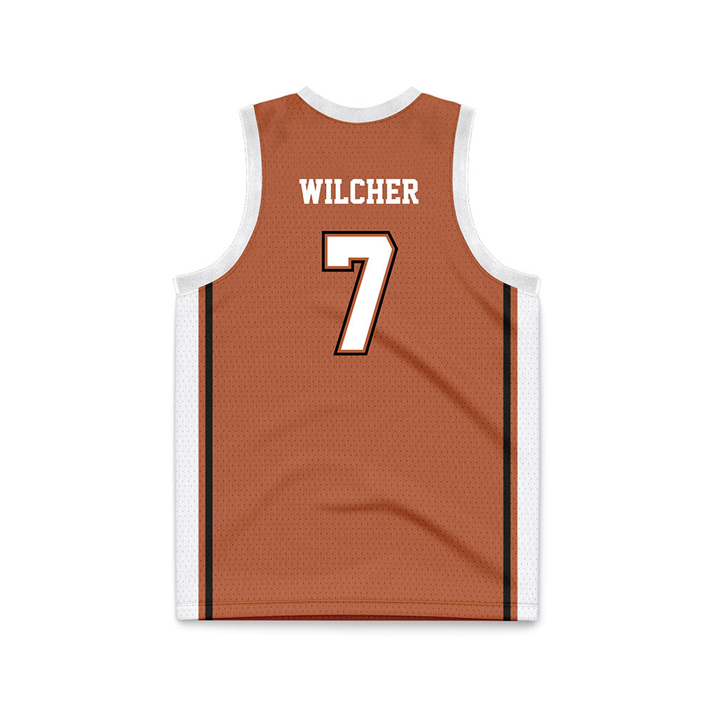 Texas - NCAA Men's Basketball : Simeon Wilcher - Texas Orange Basketball Jersey-1