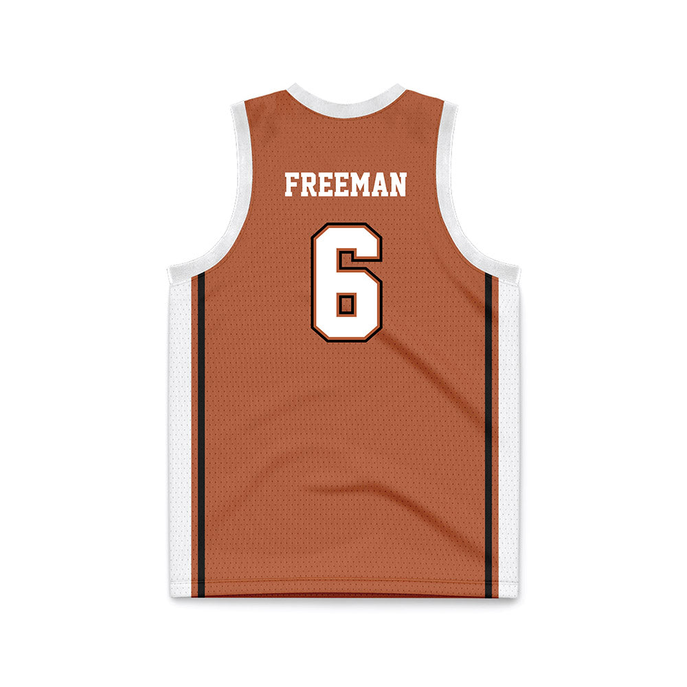 Texas - NCAA Men's Basketball : Elyjah Freeman - Texas Orange Basketball Jersey-1