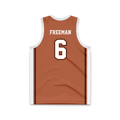 Texas - NCAA Men's Basketball : Elyjah Freeman - Texas Orange Basketball Jersey-1