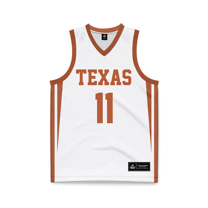 Texas - NCAA Women's Basketball : Justice Carlton - White Basketball Jersey-0