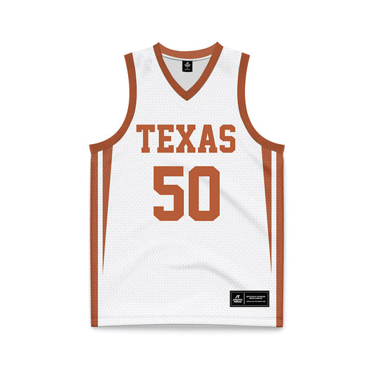 Texas - NCAA Women's Basketball : Abbie Boutilier - White Basketball Jersey-0
