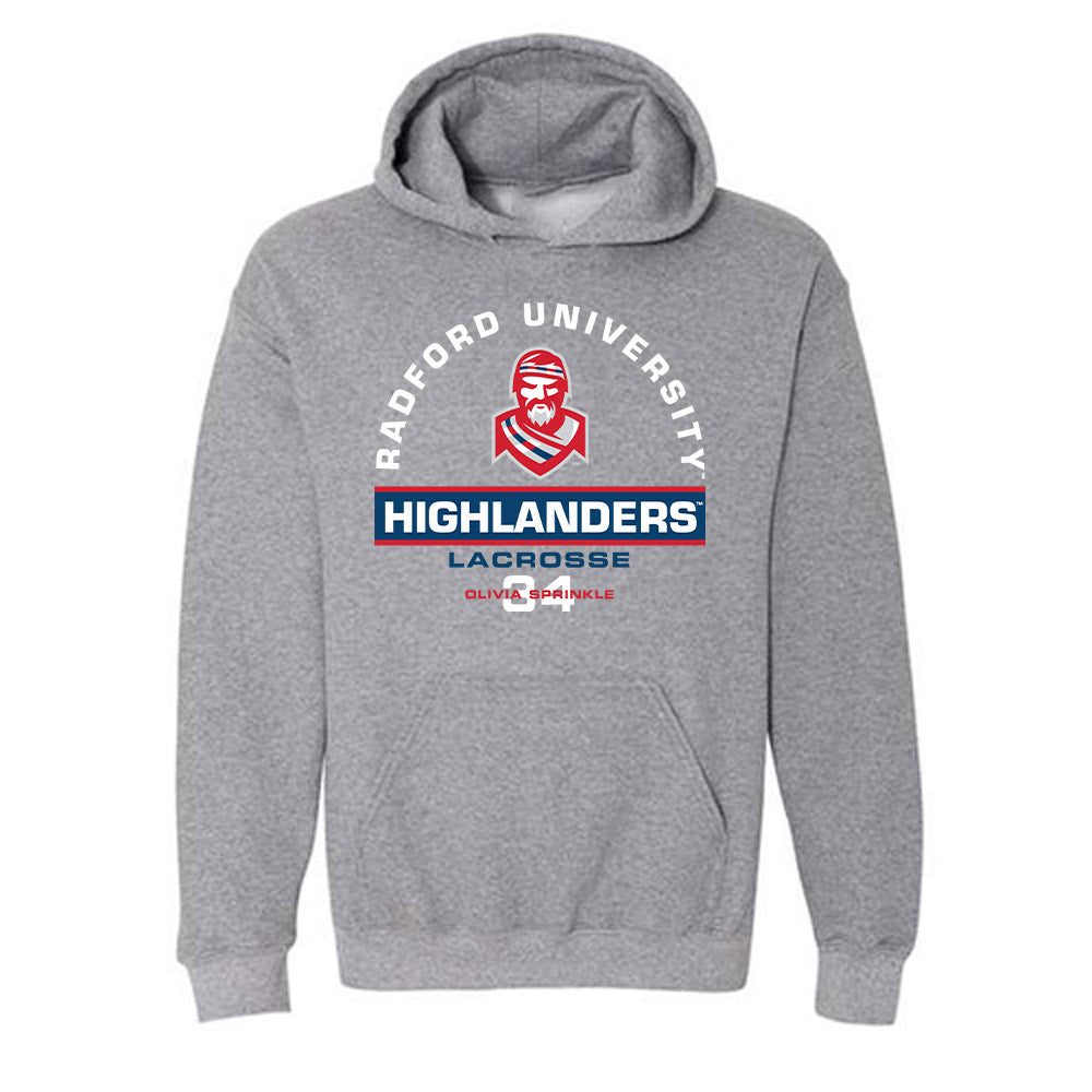 Radford - NCAA Women's Lacrosse : Olivia Sprinkle - Classic Fashion Shersey Hooded Sweatshirt-0