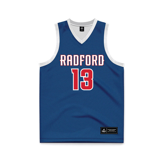 Radford - NCAA Men's Basketball : Bradley Land - Navy Basketball Jersey-0