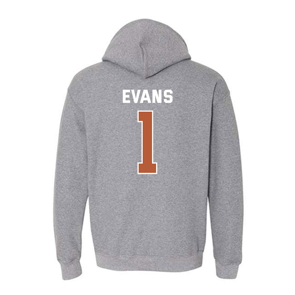 Texas - NCAA Men's Basketball : Amari Evans - Sports Shersey Hooded Sweatshirt-1