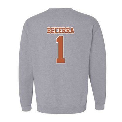 Texas - NCAA Baseball : Temo Becerra - Sports Shersey Crewneck Sweatshirt-1