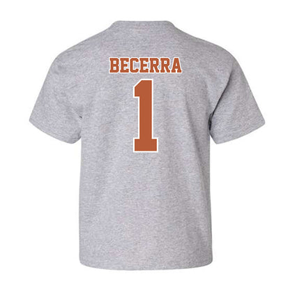 Texas - NCAA Baseball : Temo Becerra - Sports Shersey Youth T-Shirt-1
