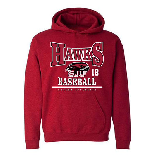 St. Joe's - NCAA Baseball : Carson Applegate - Classic Fashion Shersey Hooded Sweatshirt-0