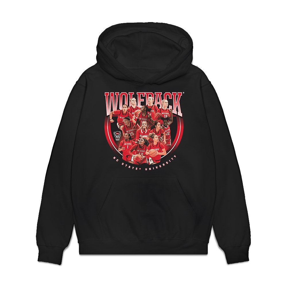 NC State - NCAA Women's Basketball : - Team Collage Premium Hooded Sweatshirt-0