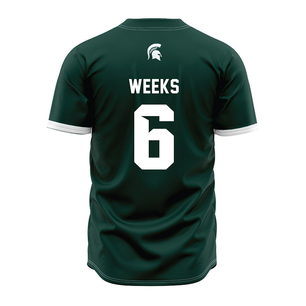 Michigan State - NCAA Baseball : Davis Weeks - Green Jersey-1