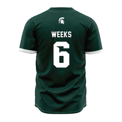 Michigan State - NCAA Baseball : Davis Weeks - Green Jersey-1