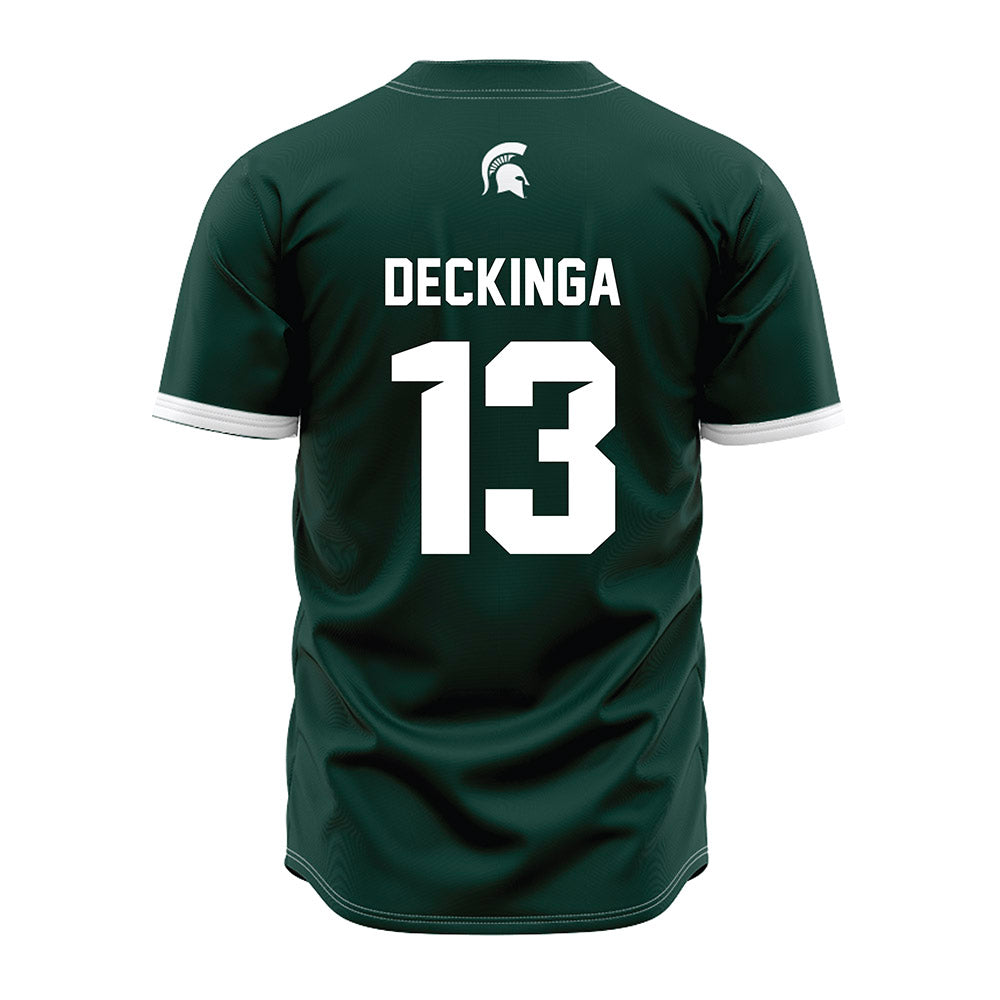 Michigan State - NCAA Baseball : CJ Deckinga - Green Jersey-1
