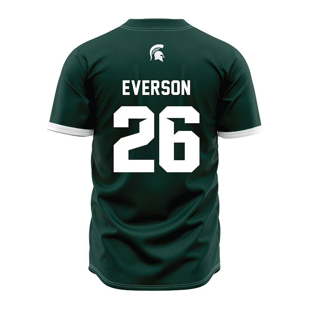 Michigan State - NCAA Baseball : Andrew Everson - Green Jersey-1