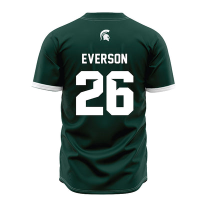 Michigan State - NCAA Baseball : Andrew Everson - Green Jersey-1