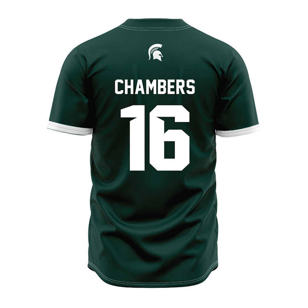 Michigan State - NCAA Baseball : Brady Chambers - Green Jersey-1
