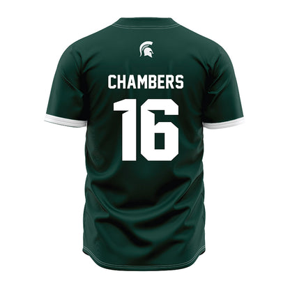 Michigan State - NCAA Baseball : Brady Chambers - Green Jersey-1