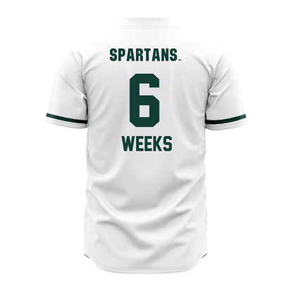 Michigan State - NCAA Baseball : Davis Weeks - White Jersey-1