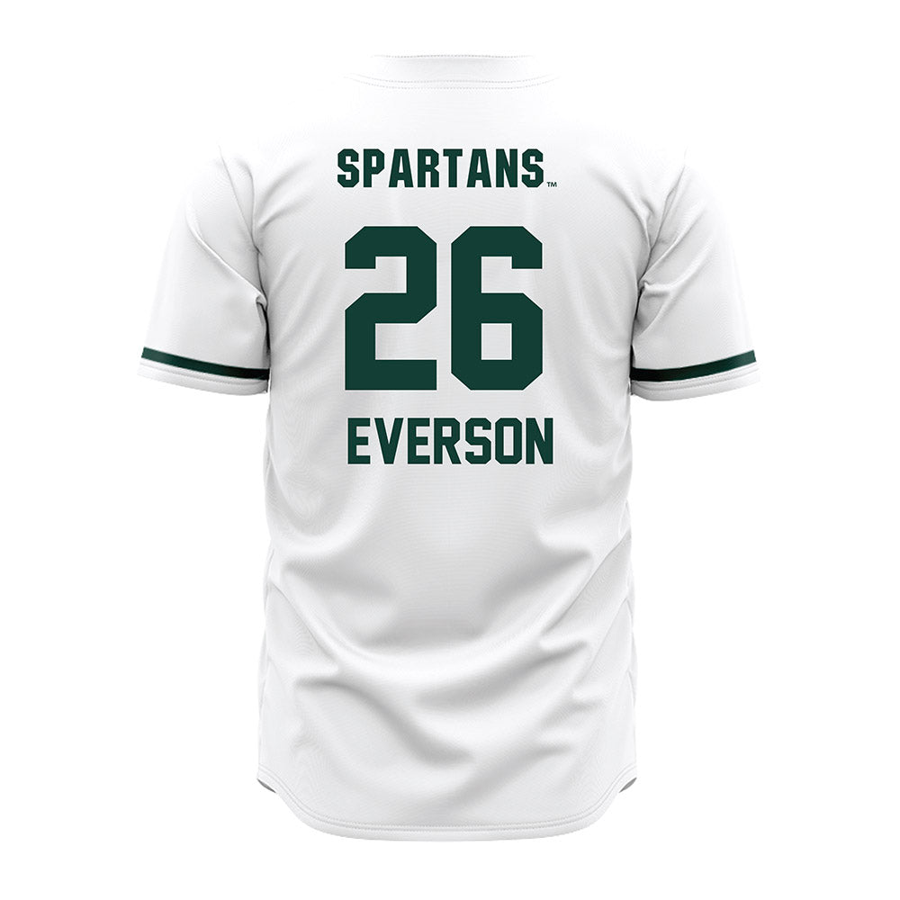 Michigan State - NCAA Baseball : Andrew Everson - White Jersey-1