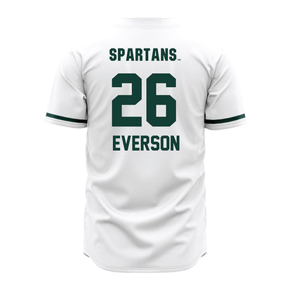 Michigan State - NCAA Baseball : Andrew Everson - White Jersey-1