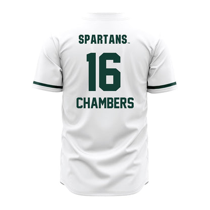Michigan State - NCAA Baseball : Brady Chambers - White Jersey-1