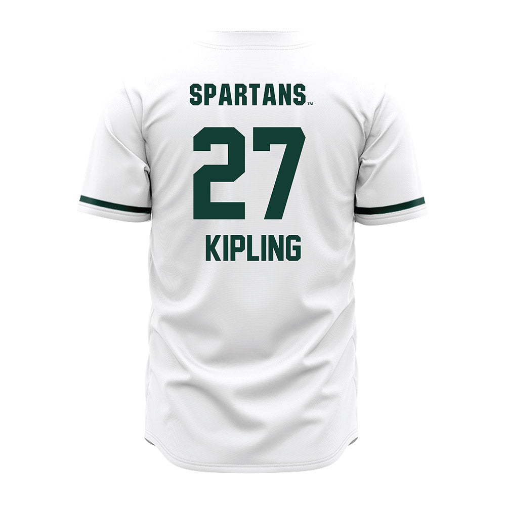 Michigan State - NCAA Baseball : Maddux Kipling - White Jersey-1