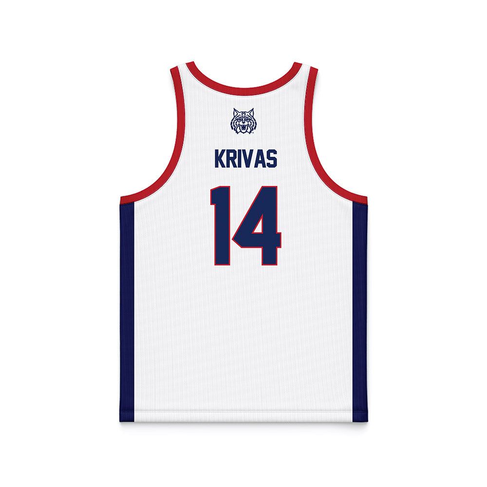 Arizona - NCAA Men's Basketball : Motiejus Krivas - White Basketball Jersey-1