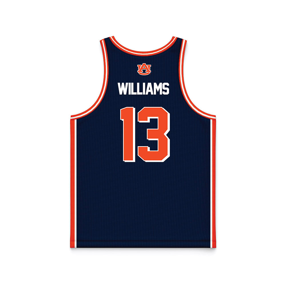 Auburn - NCAA Men's Basketball : Corey Williams - Navy Basketball Jersey-1