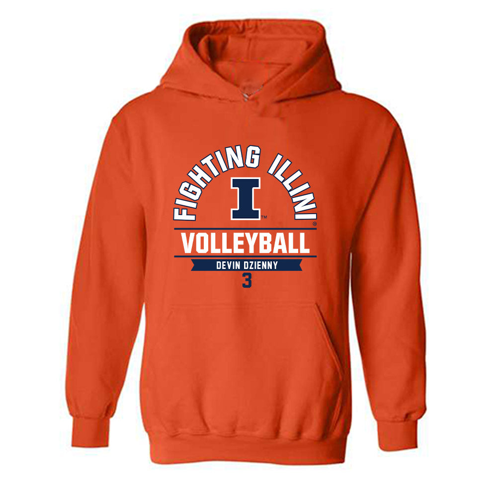 Illinois - NCAA Women's Volleyball : Devin Dzienny - Classic Fashion Shersey Hooded Sweatshirt-0