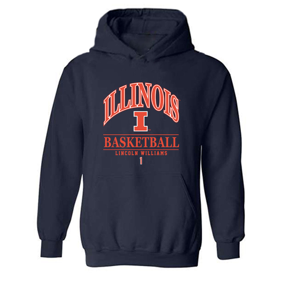 Illinois - NCAA Men's Basketball : Lincoln Williams - Classic Fashion Shersey Hooded Sweatshirt-0