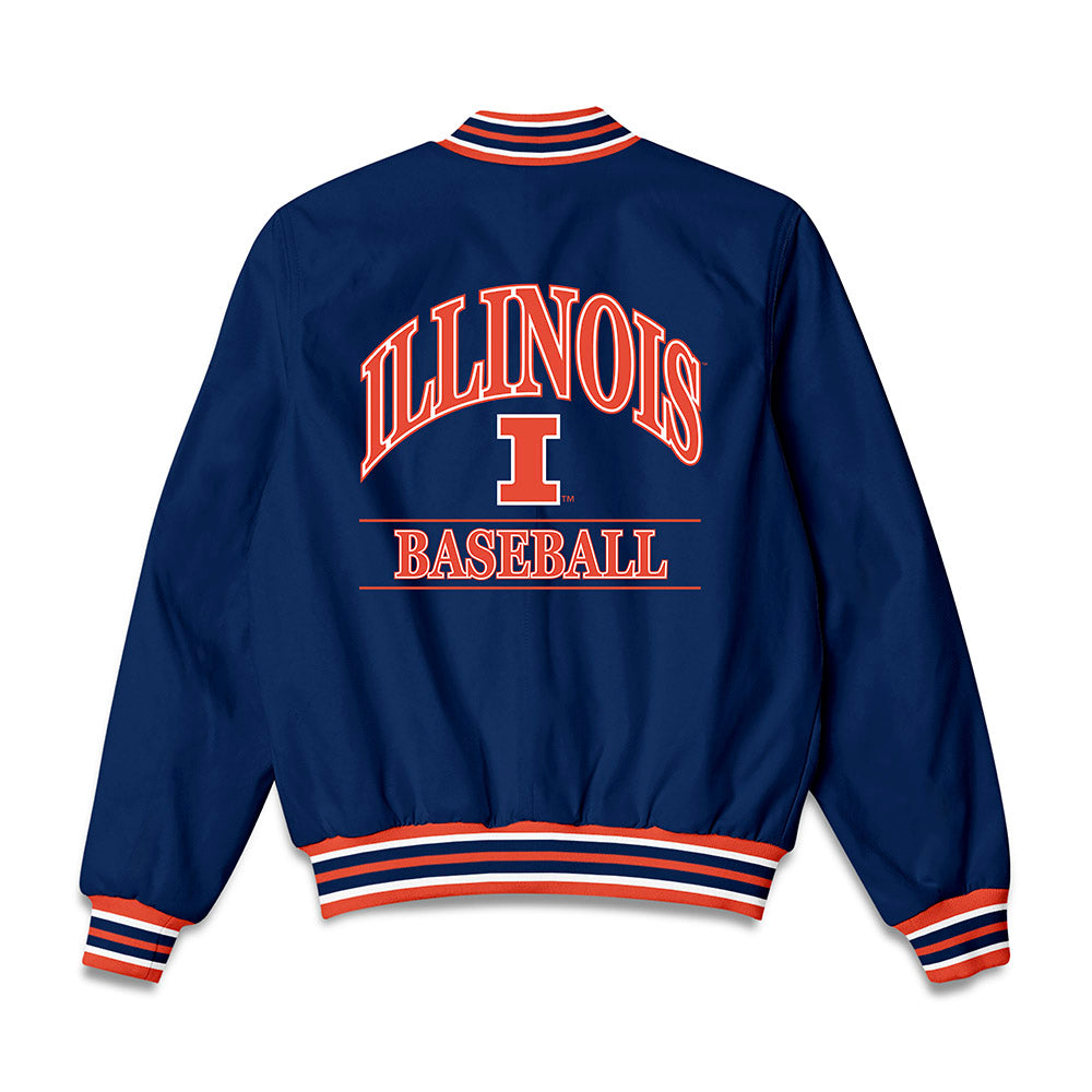 Illinois - NCAA Baseball : Zach Bates - Bomber Jacket-1