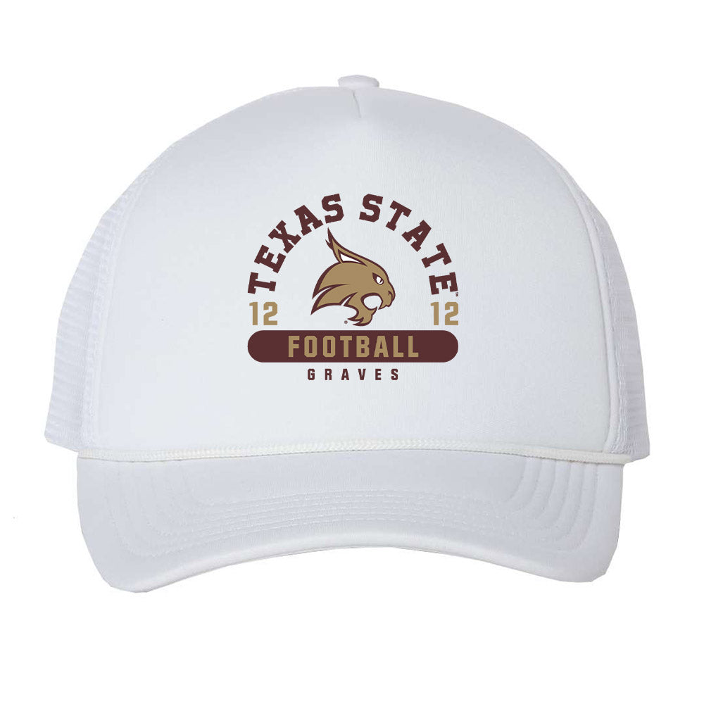 Texas State - NCAA Football : Lakeyleon Graves - Trucker Hat-0