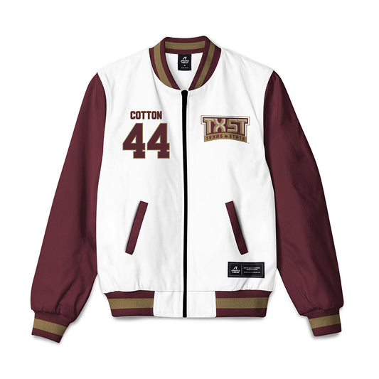 Texas State - NCAA Baseball : Jackson Cotton - Bomber Jacket-0