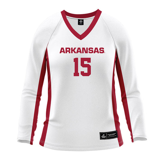 Arkansas - NCAA Women's Volleyball : Gaby Cornier - White Volleyball Jersey-0