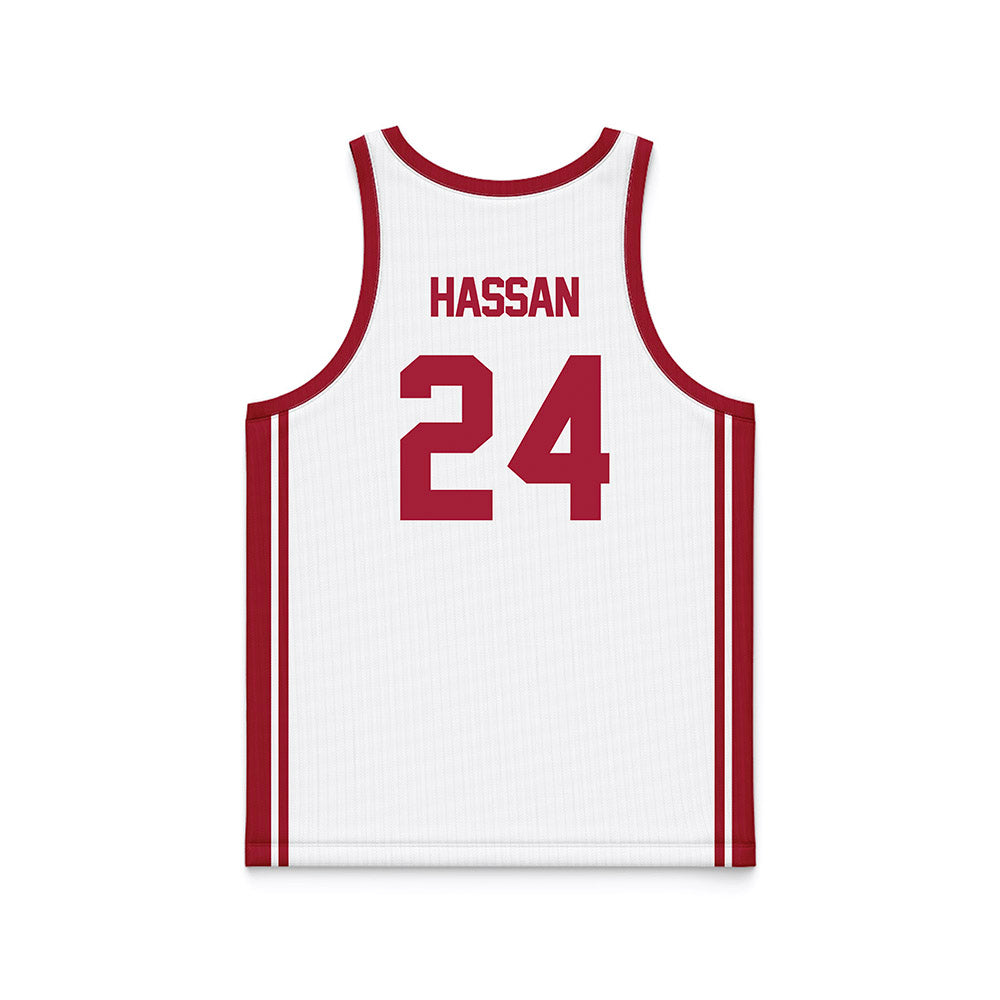 Arkansas - NCAA Women's Basketball : Aisha Hassan - White Basketball Jersey-1