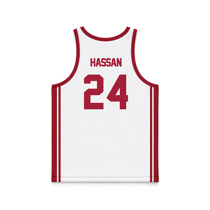 Arkansas - NCAA Women's Basketball : Aisha Hassan - White Basketball Jersey-1
