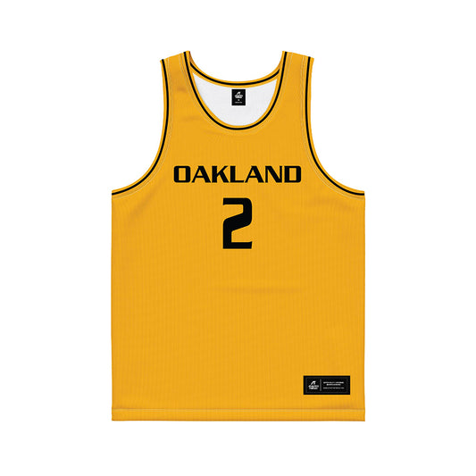 Oakland - NCAA Men's Basketball : Ziare Wells - Yellow Basketball Jersey-0