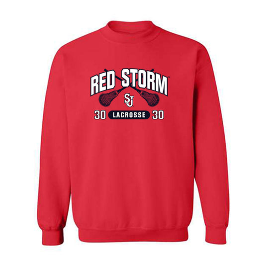 St. Johns - NCAA Men's Lacrosse : AJ Jeffares - Sports Shersey Crewneck Sweatshirt-0