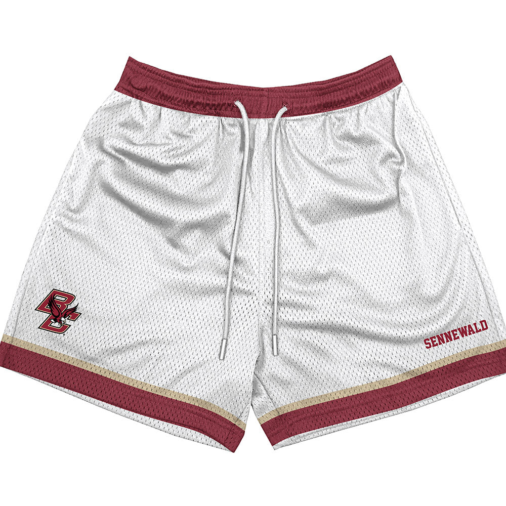 Boston College - NCAA Men's Fencing : Alex Sennewald - White Shorts-0