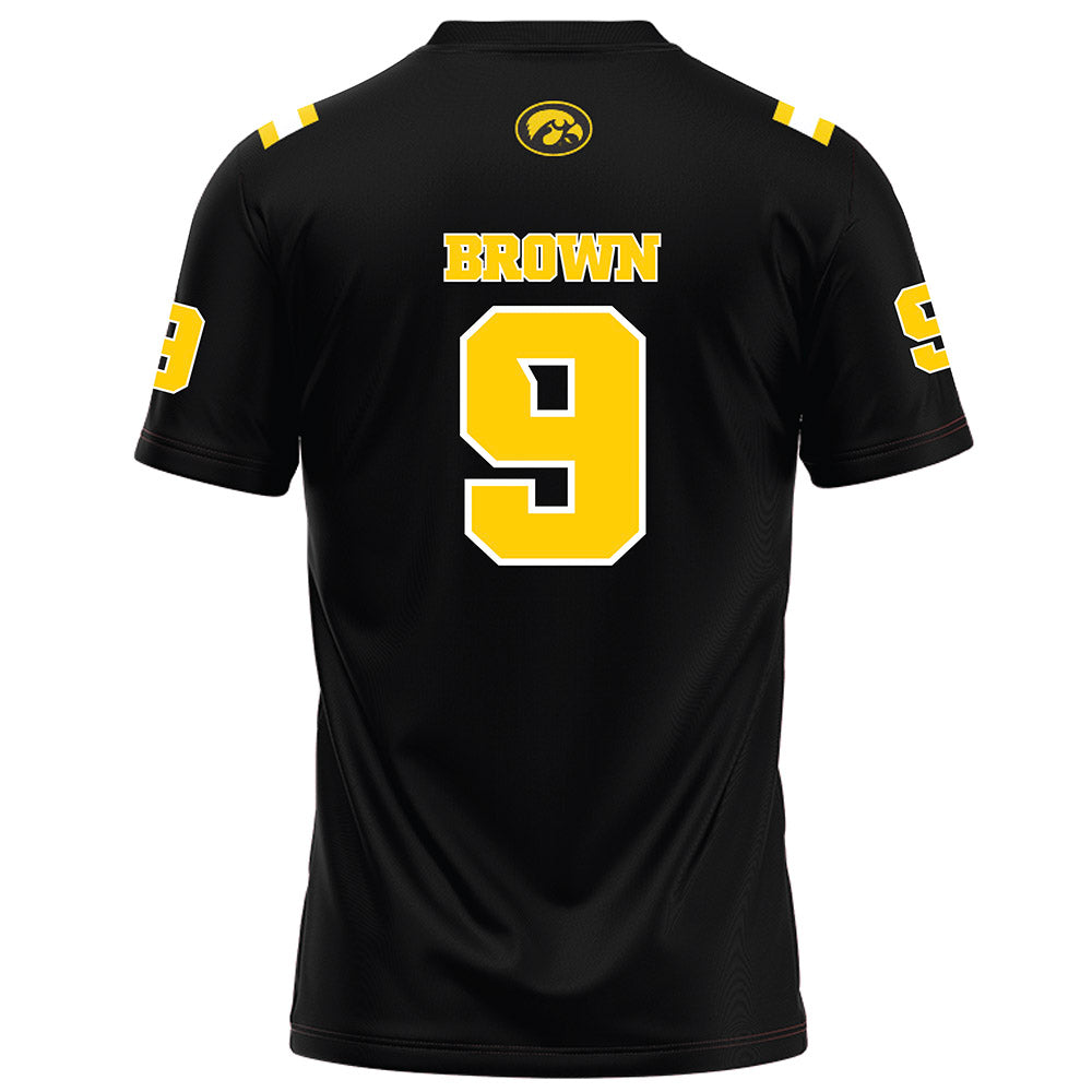 Iowa - NCAA Football : Hank Brown - Black Football Jersey-1